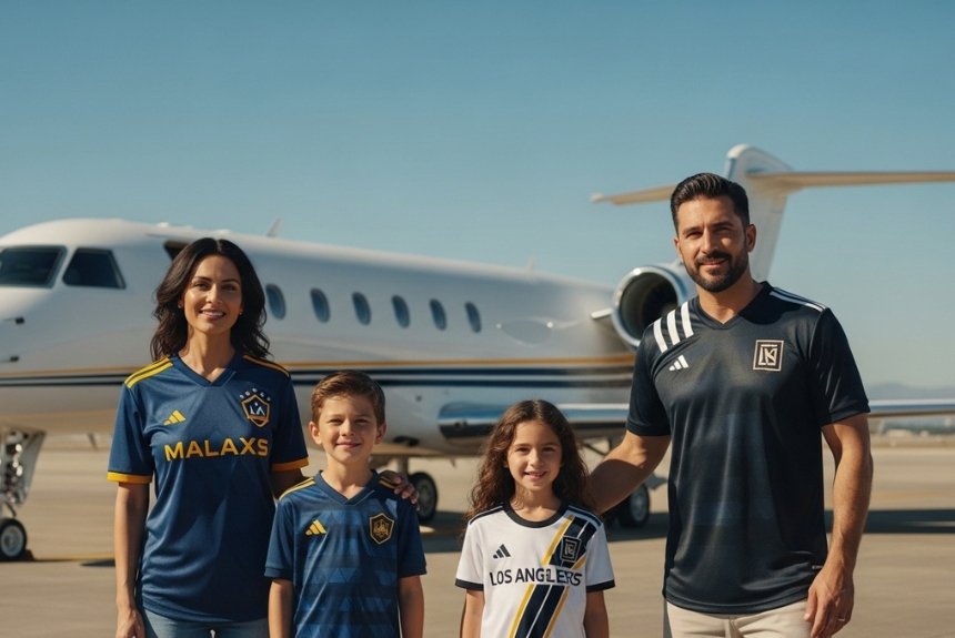happy family with private jet
